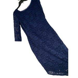 New Laundry Shelli Segal Blue Lace Bodycon Overlay Dress Size 8 RR10255 $168